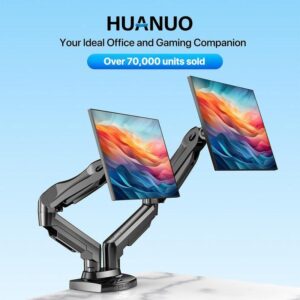 13"–30" Single/Dual/Triple Monitor Arm, Holds up to 19.8 lbs per Arm, Adjustable Gas Spring Mount by HUANUO, with C-Clamp & Grommet Installation for Gaming and Home Office#TikTokShopBlackFriday