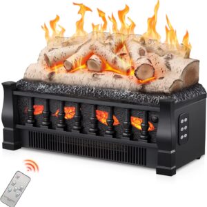 r.w.flame 23'' electric fireplace log set heater with infrared quartz remote control, 750w/1500w