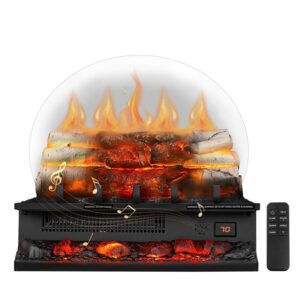 r.w.flame 20 inch electric fireplace log heater with crackling sound and 5 flame brightness, 750w/1500w