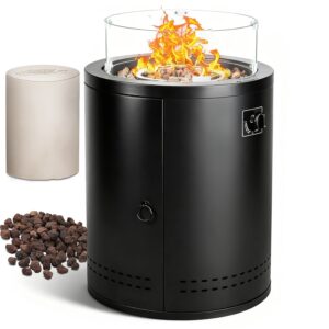 r.w.flame 20" 50000 btu smokeless propane fire pit with lava rocks and glass wind guard