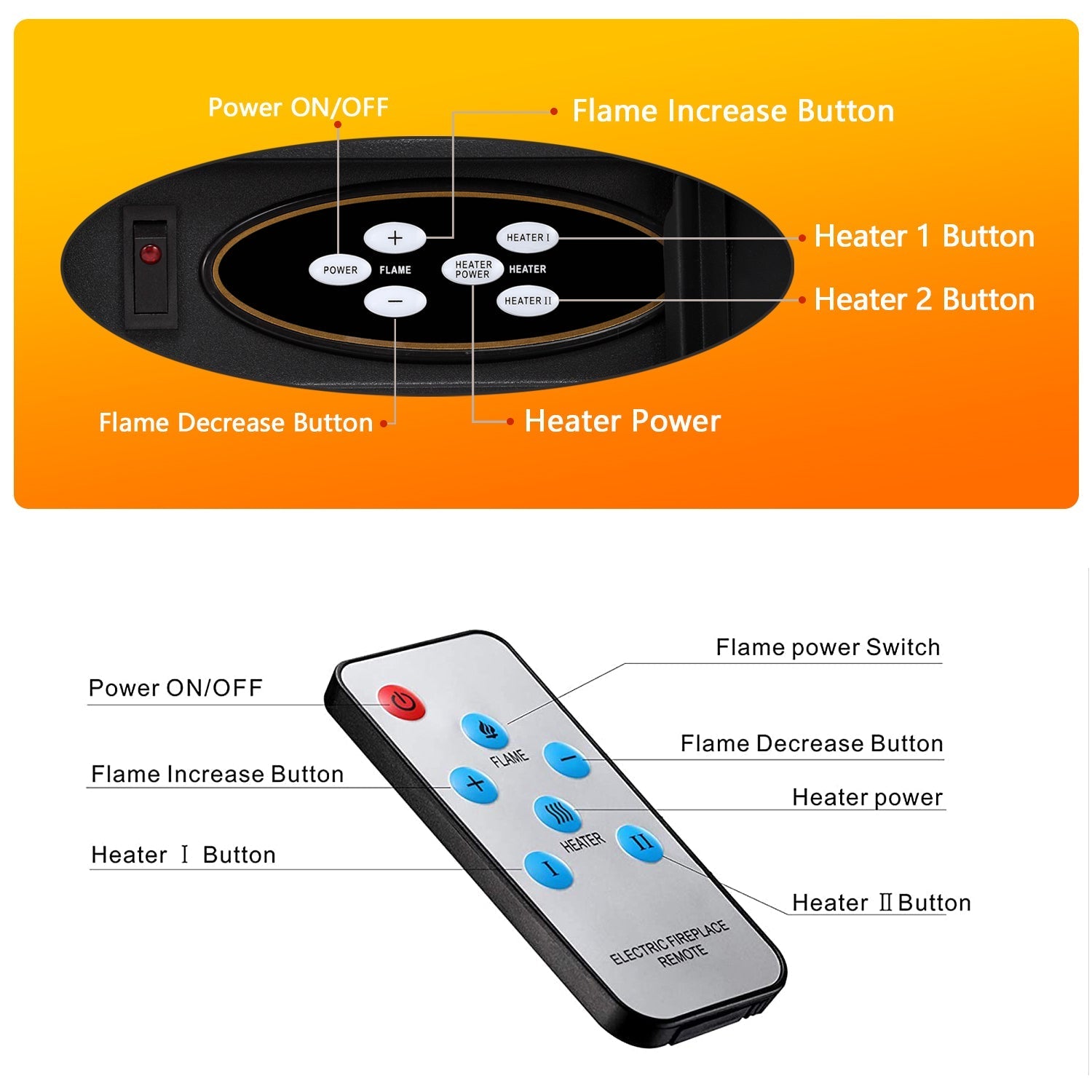 r.w.flame 26“ mantel electric fireplace stove heater with remote control and 7 flame brightness