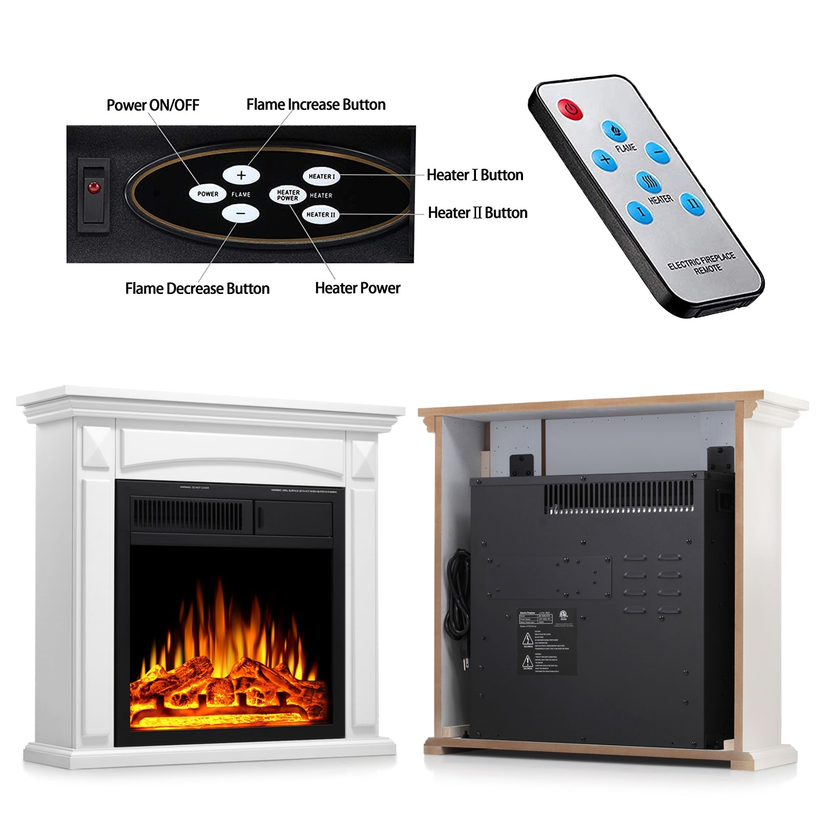 r.w.flame 26“ mantel electric fireplace stove heater with remote control and 7 flame brightness