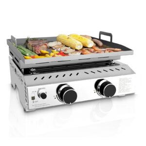 r.w.flame 2 burner 16000 btu stainless steel tabletop gas gril compact for lpg and small canister