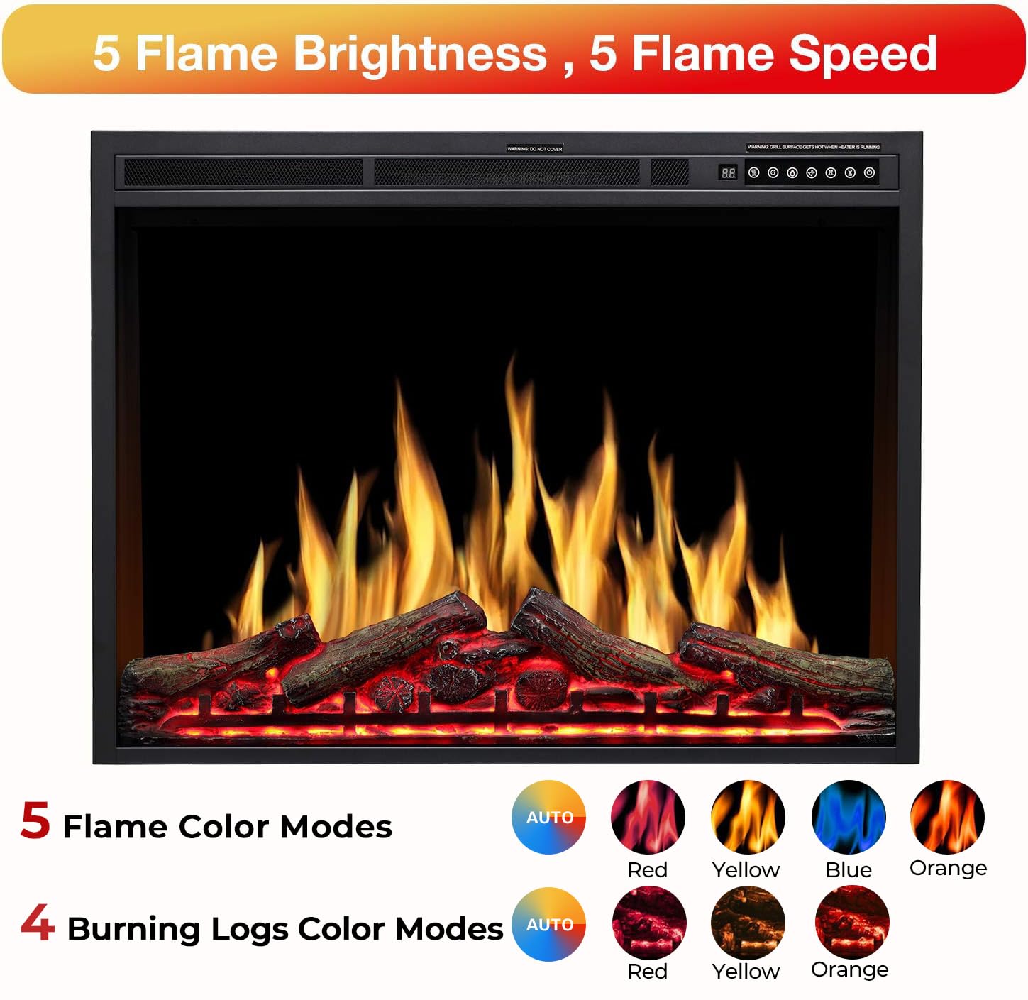 r.w.flame 34''electric fireplace insert, infrared electric fireplace, 750w/1500w