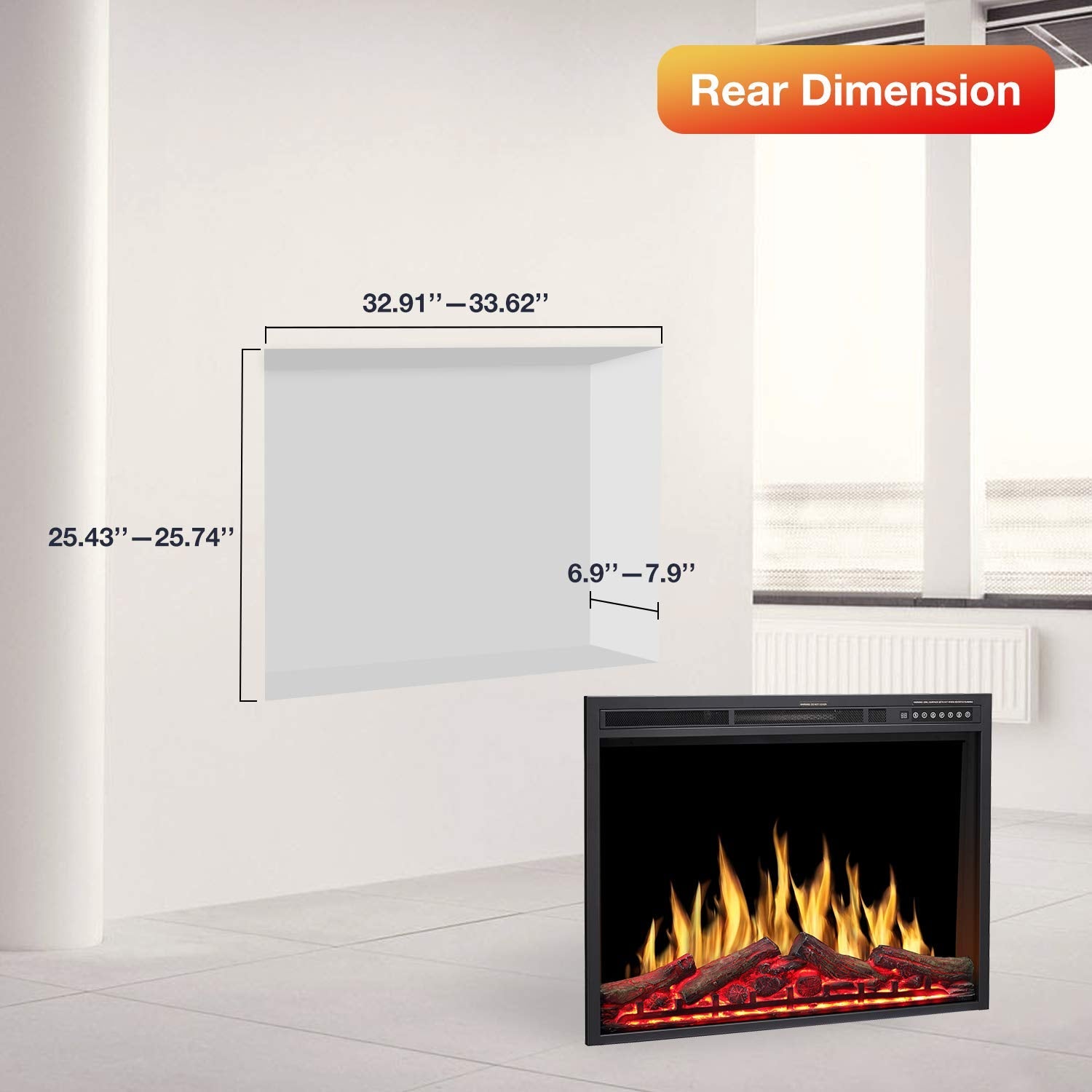 r.w.flame 34''electric fireplace insert, infrared electric fireplace, 750w/1500w