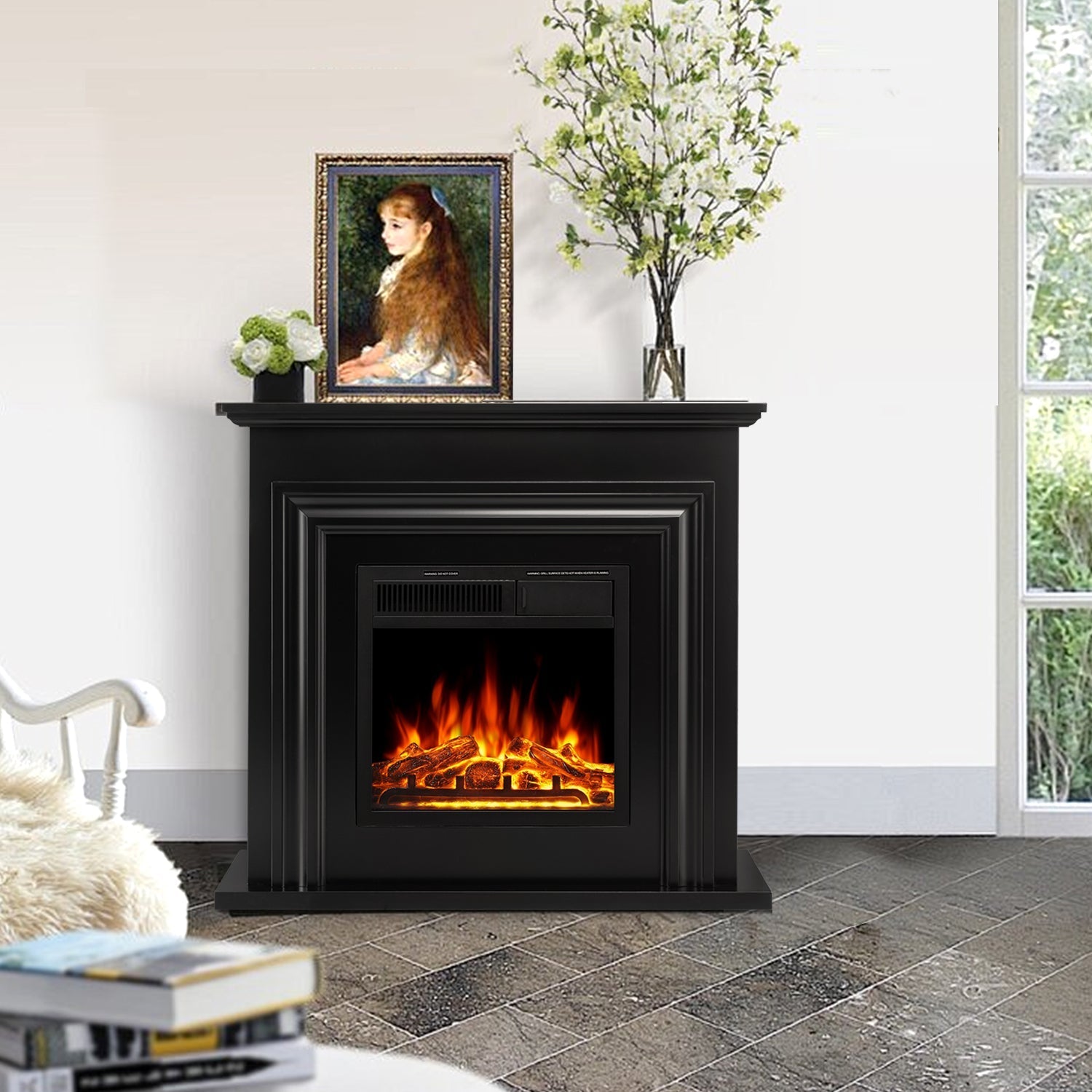 r.w.flame 36'' electric fireplace with mantel package,750 1500w