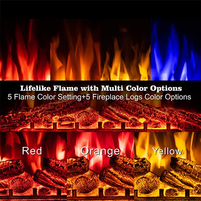 r.w.flame 37''electric fireplace insert, infrared electric fireplace, log and flame, 750w/1500w