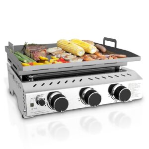 r.w.flame 3 burner 24000 btu stainless steel tabletop gas gril for bbq camping picnic