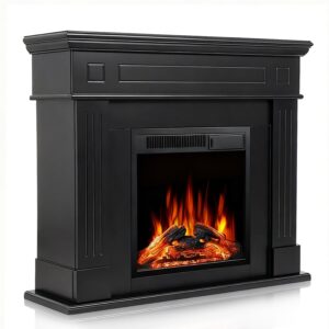 r.w.flame 43" electric fireplace mantel wooden surround firebox with 7 adjustable led flame 750w/1500w