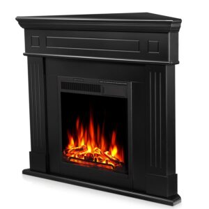 r.w.flame 44" corner freestanding electric fireplace with mantel package and log 750 1500w