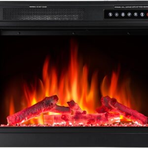 r.w.flame 23" electric fireplace insert, adjustable led flame brightness and 2 power setting, 750w/1500w