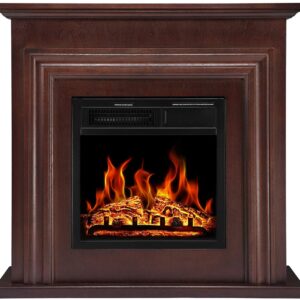 r.w.flame 36'' electric fireplace with mantel package,750 1500w, brown