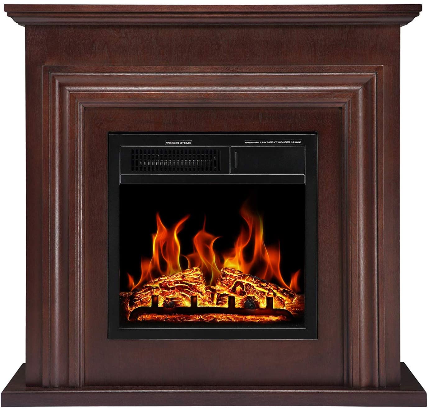 r.w.flame 36'' electric fireplace with mantel package,750 1500w, brown
