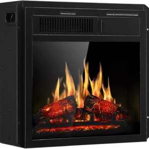 r.w.flame 20" electric fireplace insert, 7 flame brightness settings, 2 power setting 750w/1500w (black)
