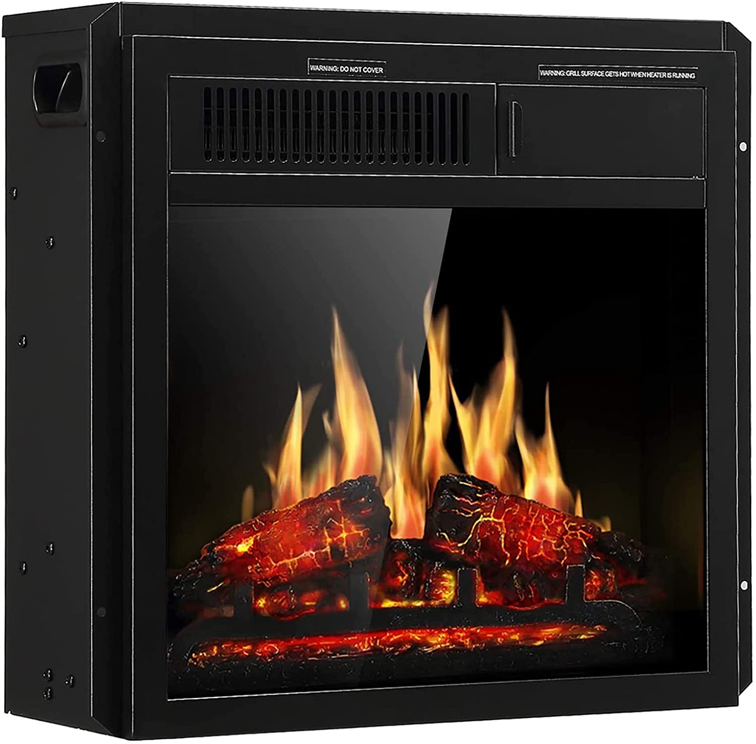 r.w.flame 20" electric fireplace insert, 7 flame brightness settings, 2 power setting 750w/1500w (black)
