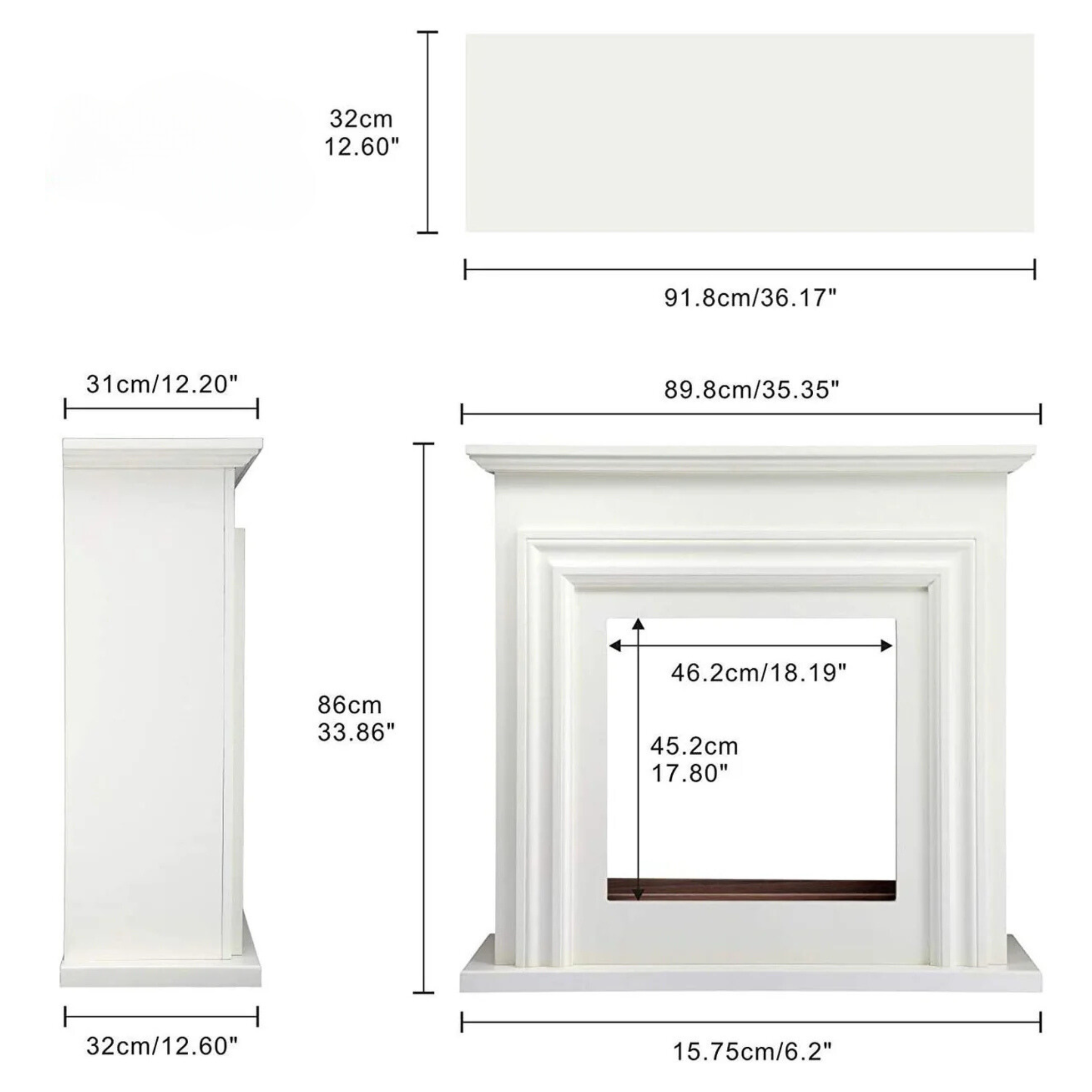 r.w.flame 36'' electric fireplace with mantel package,750 1500w