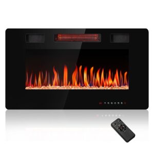 r.w.flame 30/36/42/50/60/68 inch electric fireplace ultra thin recessed wall mounted with adjustable flame