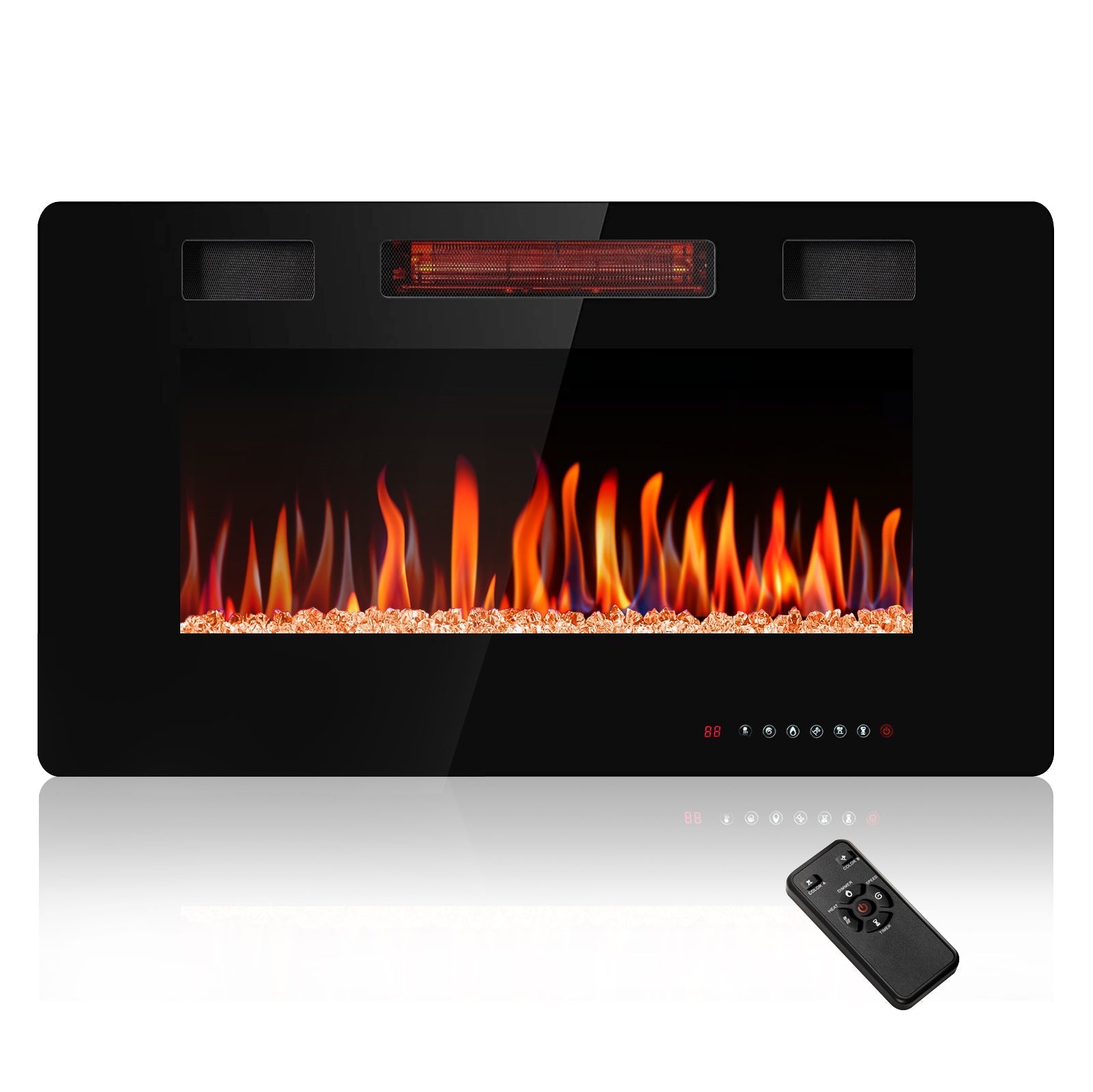 r.w.flame 30/36/42/50/60/68 inch electric fireplace ultra thin recessed wall mounted with adjustable flame