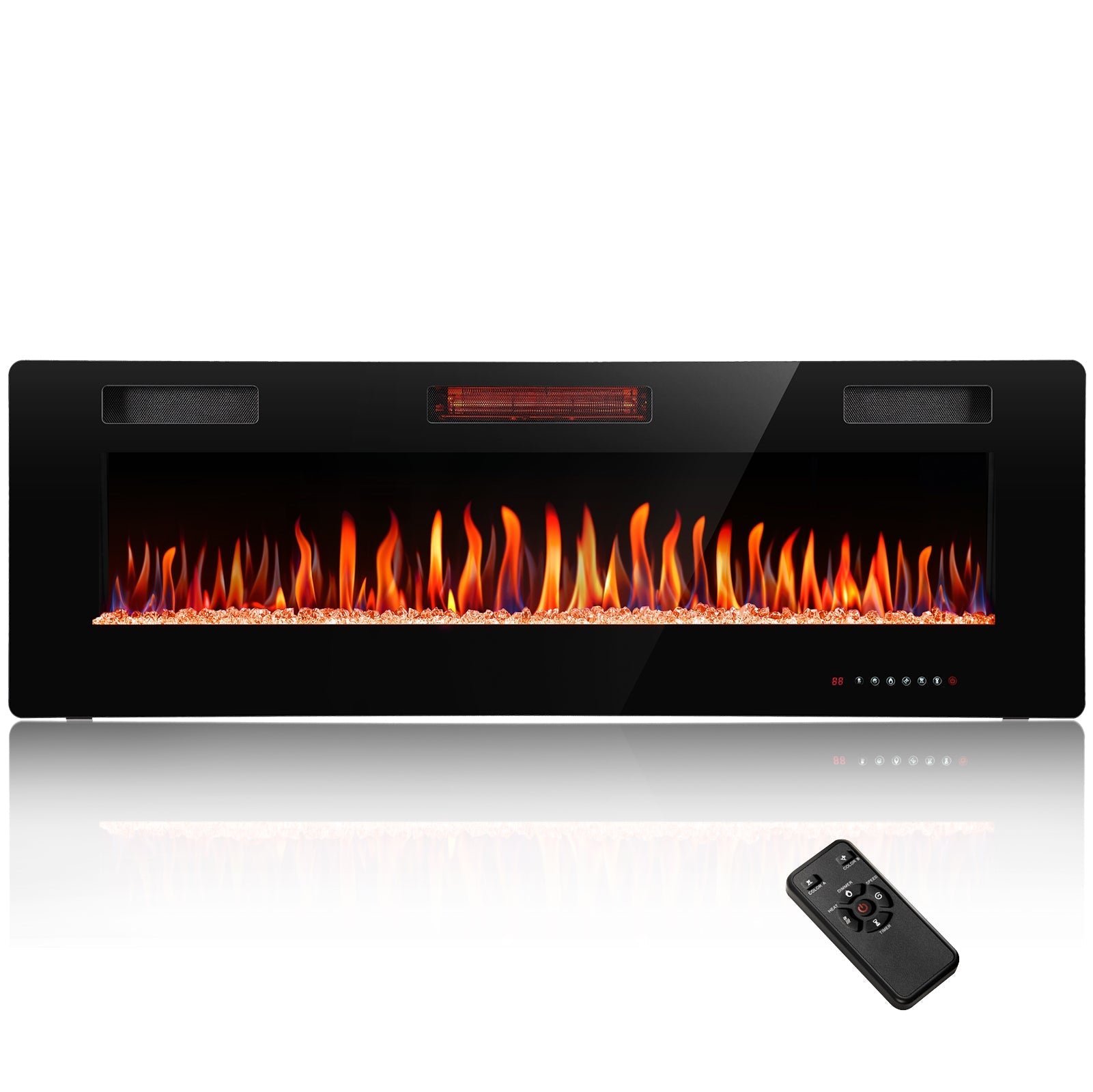 r.w.flame 30/36/42/50/60/68 inch electric fireplace ultra thin recessed wall mounted with adjustable flame