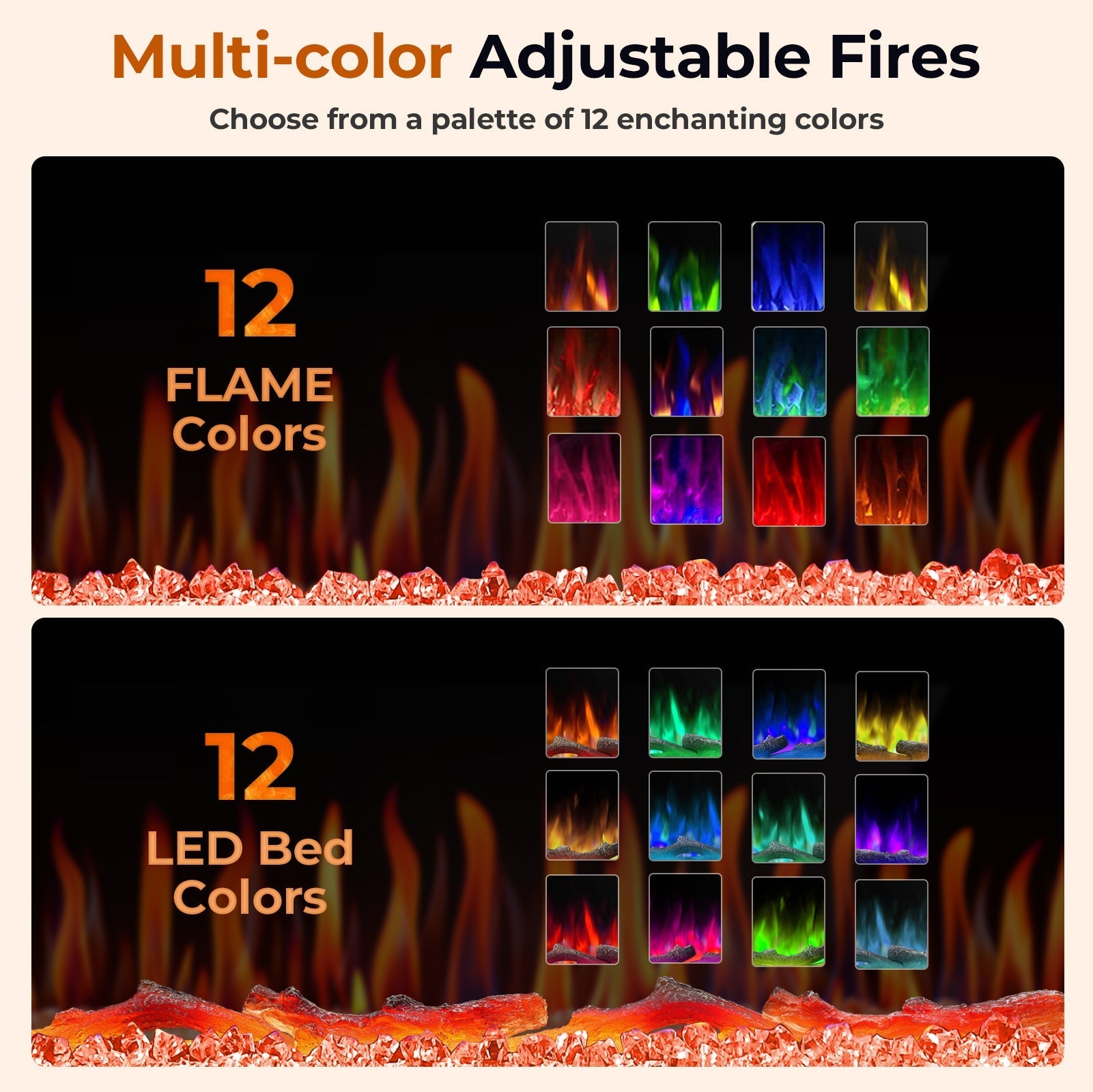 r.w.flame 30/36/42/50/60/68 inch electric fireplace ultra thin recessed wall mounted with adjustable flame